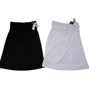 HULA HONEY For MACYS Lot of 2 White & Black Skirts XL NEW WITH TAGS